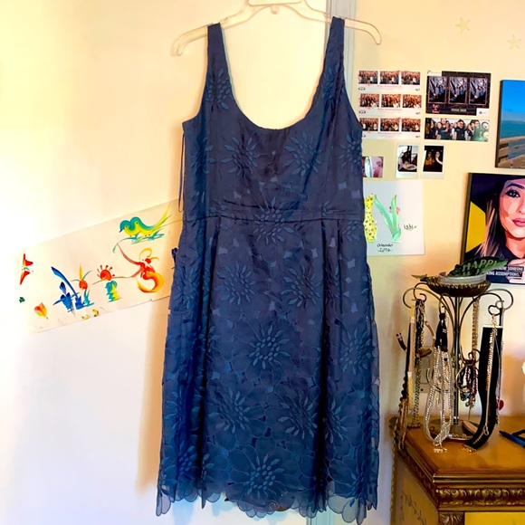 Formal Blue Floral Mid-Length Dress WORN ONCE - Picture 2 of 7